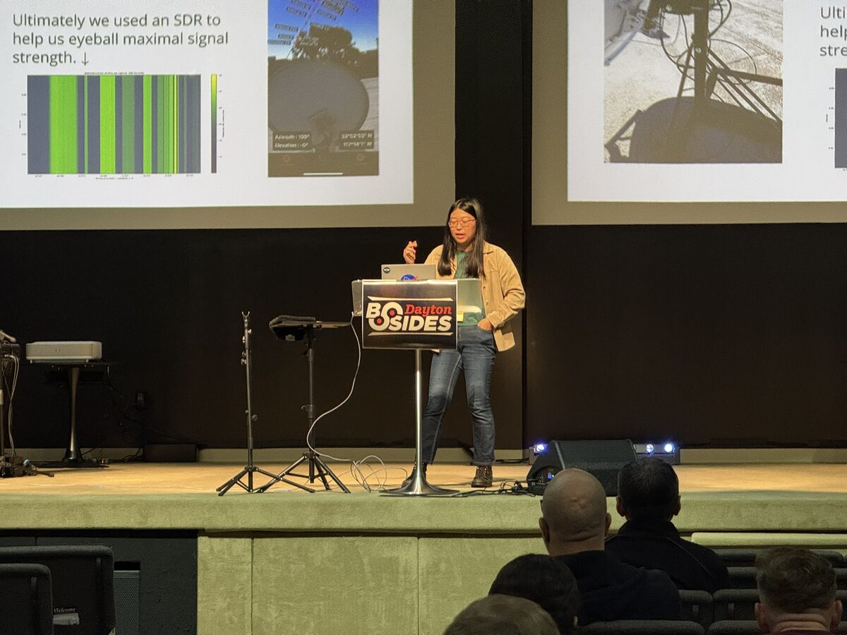 Annie Dai presenting at BSidesDayton 2026